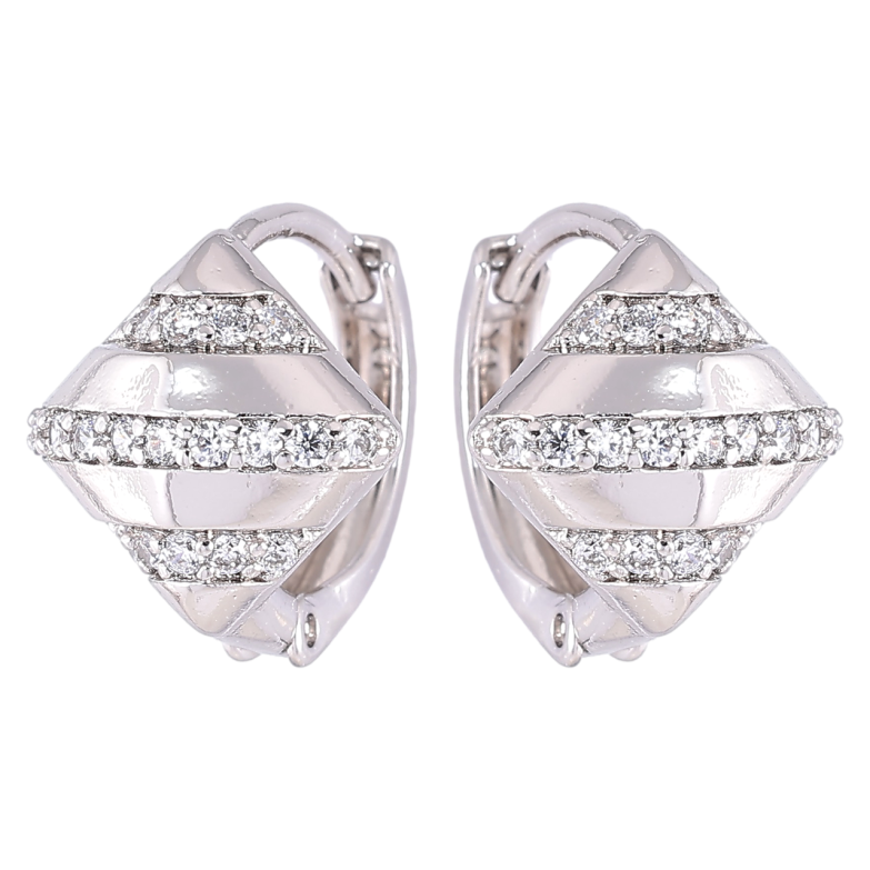 Сережки Xuping Родій  колечка «Ромби з доріжками цирконію» фото №3