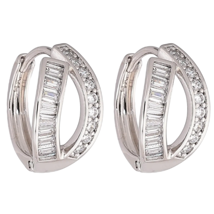 Серьги Xuping Родий колечки Узор из дорожек циркония фото №14