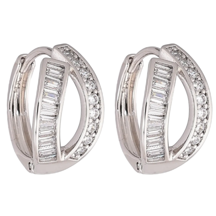 Серьги Xuping Родий колечки Узор из дорожек циркония фото №1 Серьги Xuping Родий колечки Узор из дорожек циркония фото №1