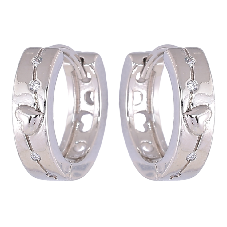 Серьги Xuping Родий колечки Узор сердечки с цирконием фото №12