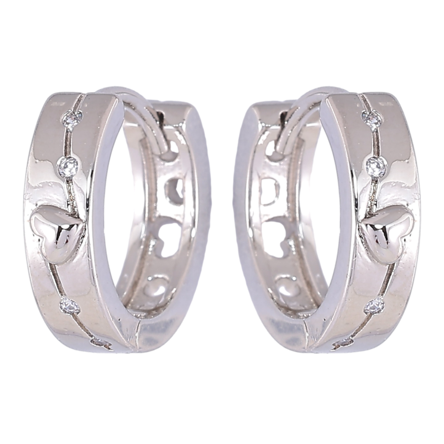 Серьги Xuping Родий колечки Узор сердечки с цирконием фото №1