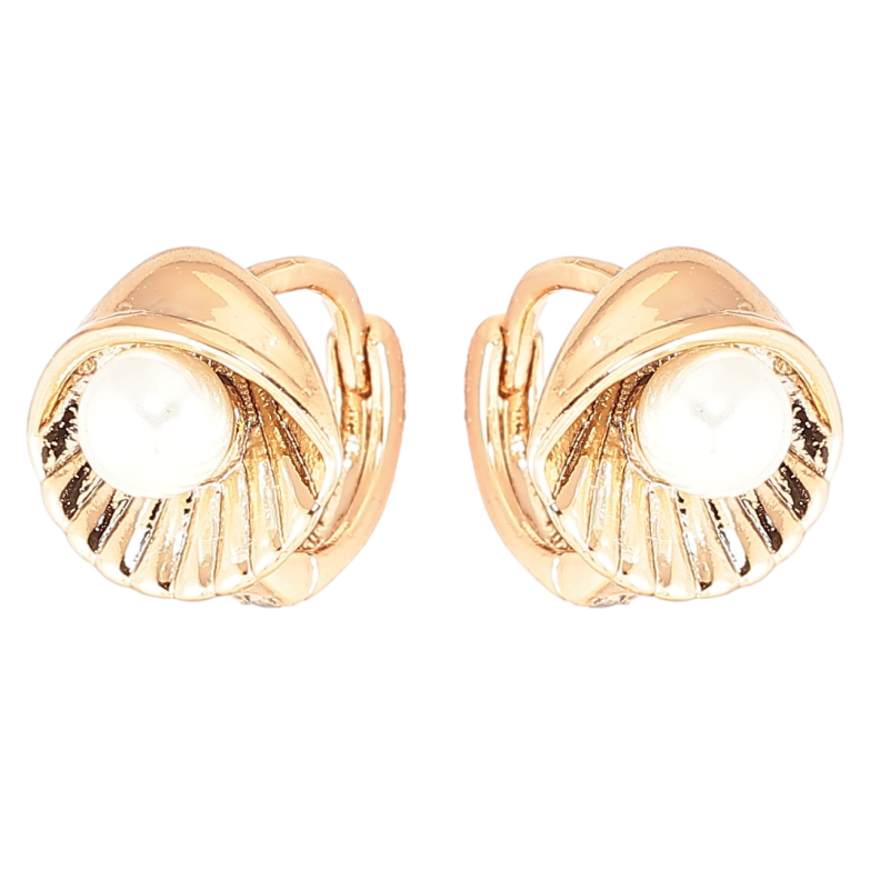 Серьги Xuping Позолота 18K колечки Ракушки с жемчужинами фото №1