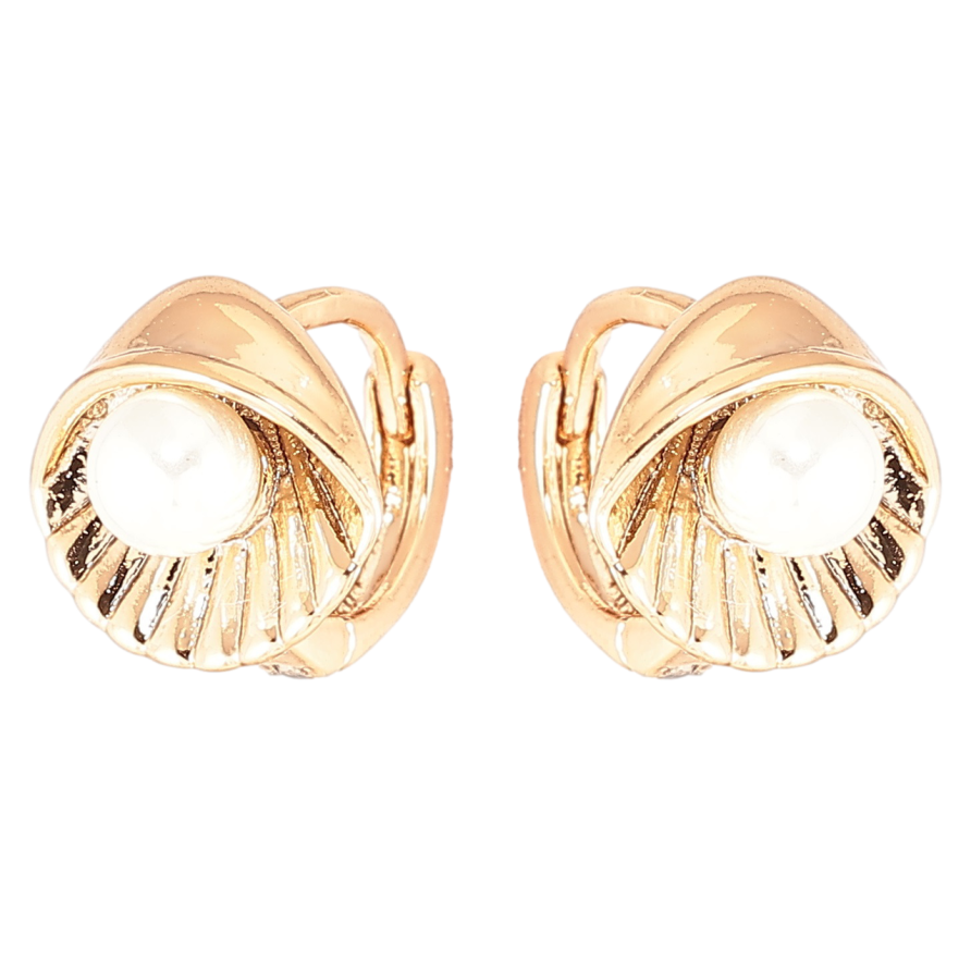 Серьги Xuping Позолота 18K колечки Ракушки с жемчужинами фото №1
