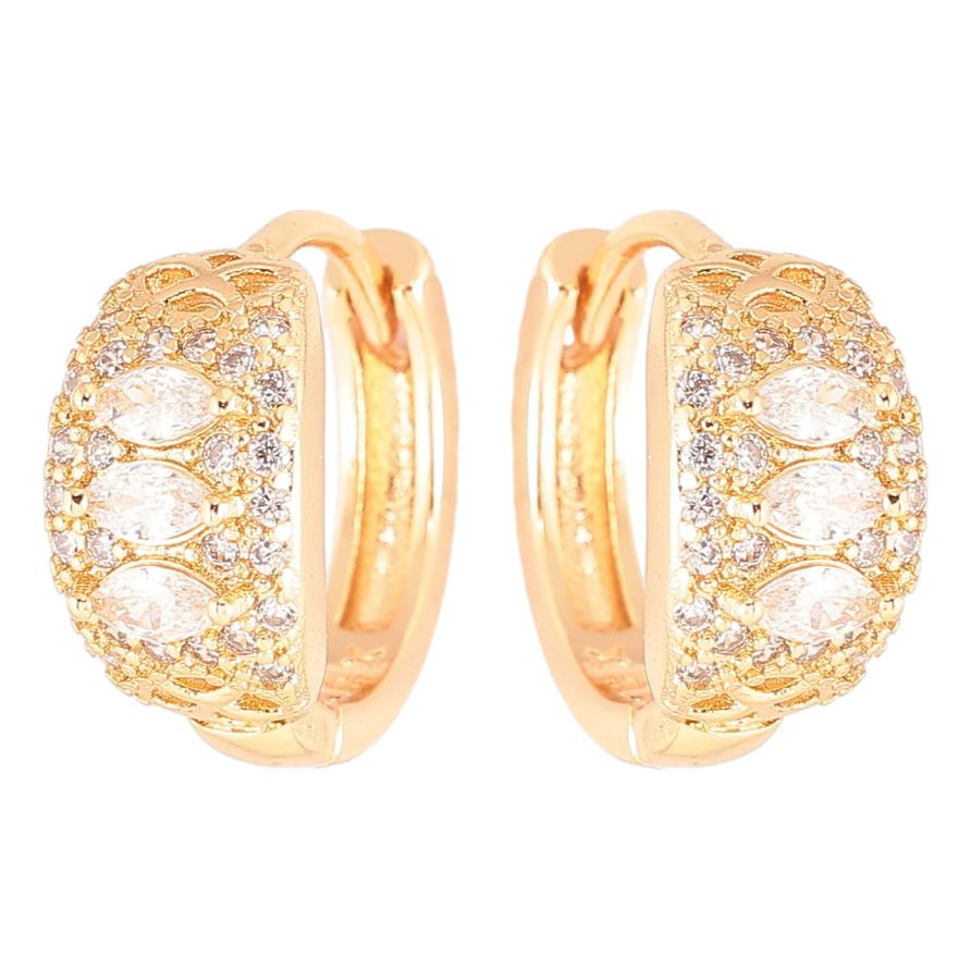 Серьги Xuping Позолота 18K колечки Инкрустация цирконием фото №1