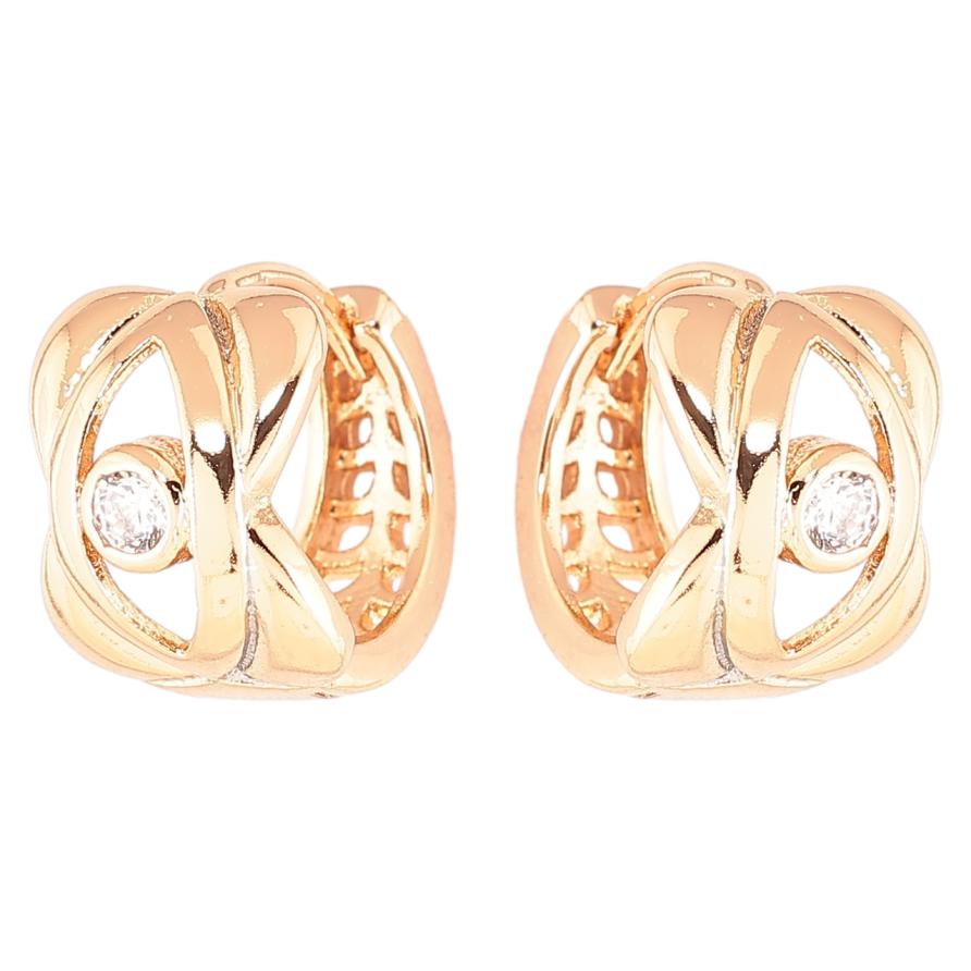 Серьги Xuping Позолота 18K колечки Декоративный узор с цирконием фото №1