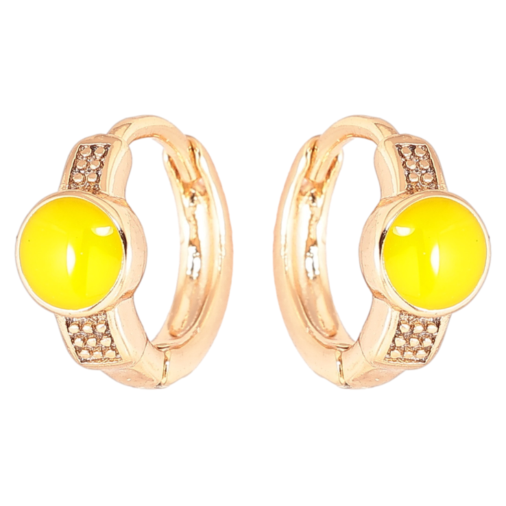 Серьги Xuping Позолота 18K колечки Круги с желтой эмалью фото №12