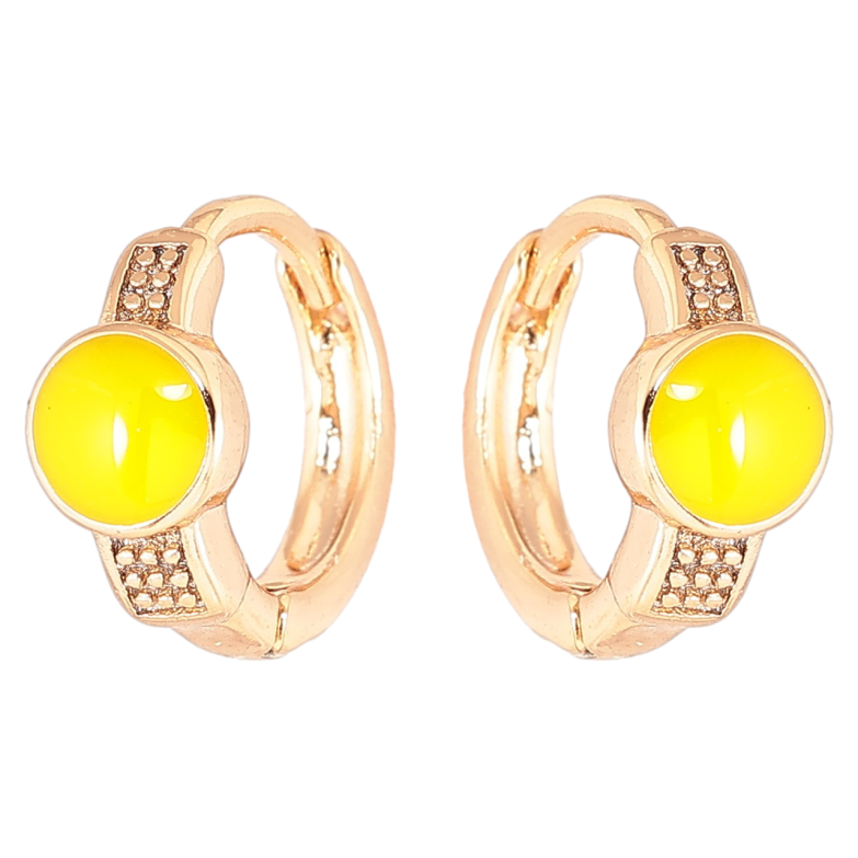 Серьги Xuping Позолота 18K колечки Круги с желтой эмалью фото №1