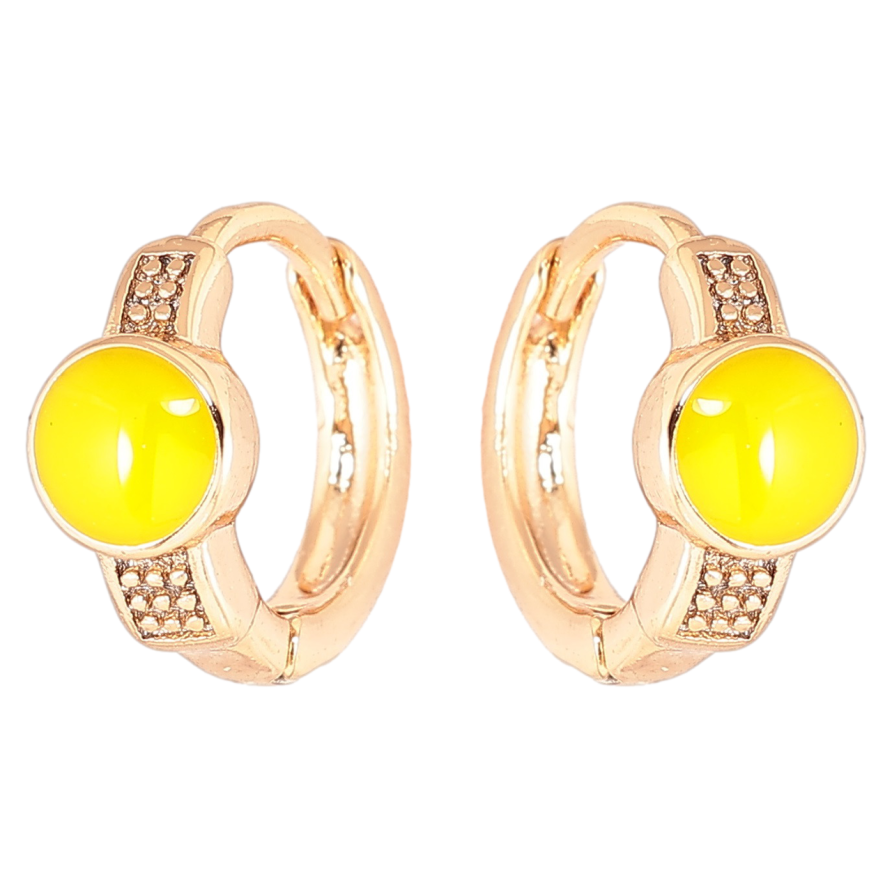 Серьги Xuping Позолота 18K колечки Круги с желтой эмалью фото №1 Серьги Xuping Позолота 18K колечки Круги с желтой эмалью фото №1