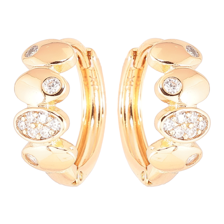 Сережки Xuping Позолота 18K колечка «Візерунок з цирконієм» фото №1 Сережки Xuping Позолота 18K колечка «Візерунок з цирконієм» фото №1