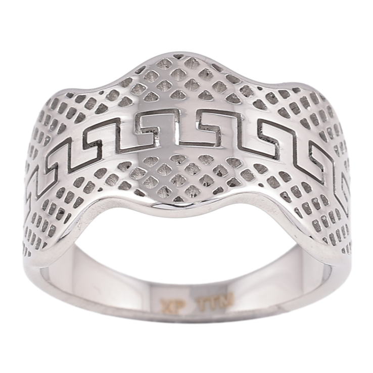 Кольцо Xuping TTM Stainless Steel Цвет Родий Фигурное с греческий узором фото №21