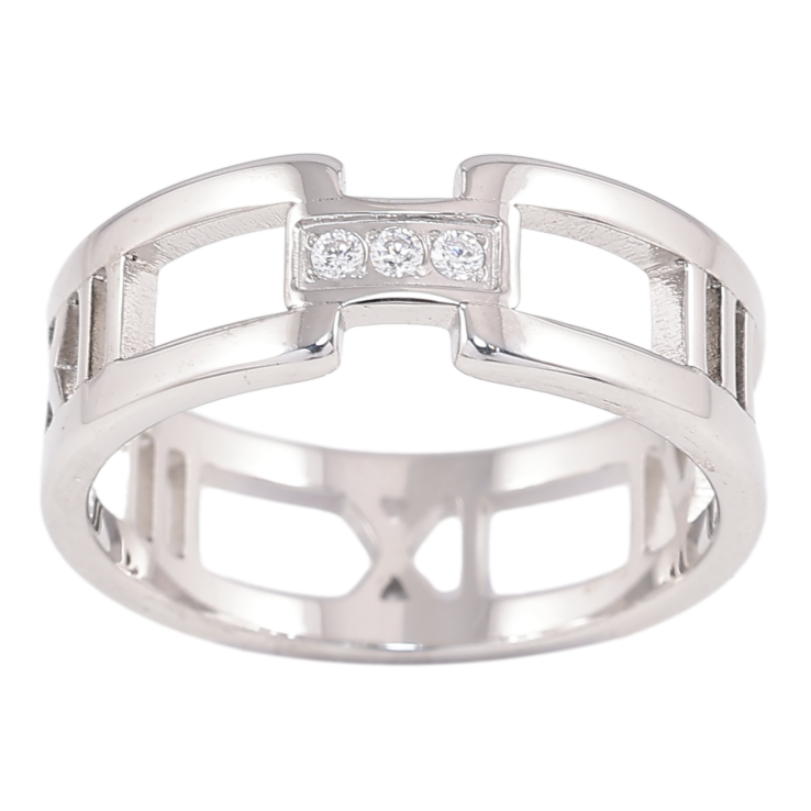 Кольцо Xuping TTM Stainless Steel Цвет Родий Римские цифры с цирконием фото №22