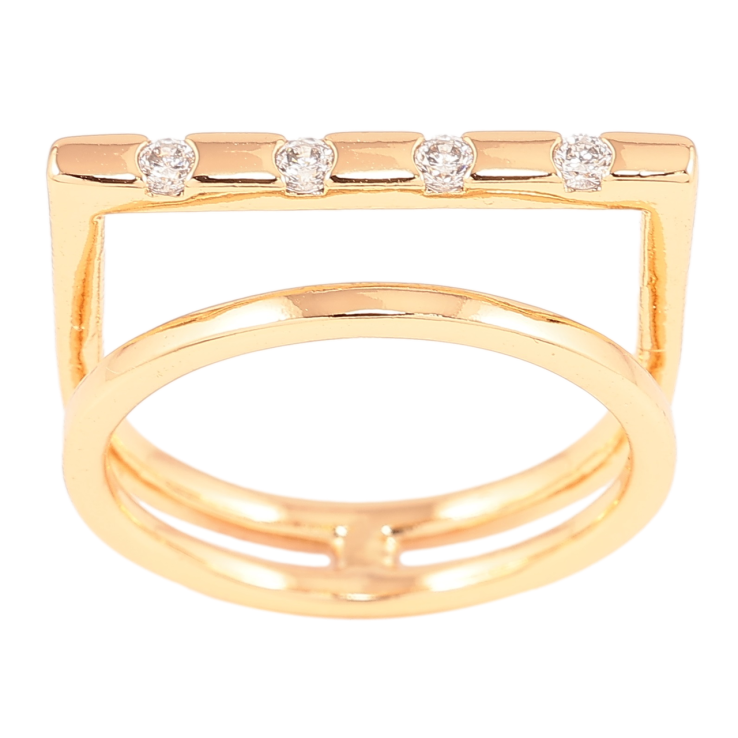 Кольцо Xuping Позолота 18K Двойная шинка с вставками циркония фото №25