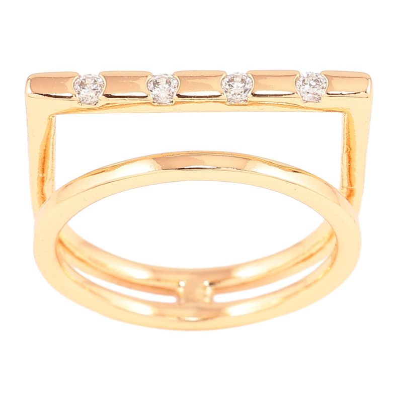 Кольцо Xuping Позолота 18K Двойная шинка с вставками циркония фото №1