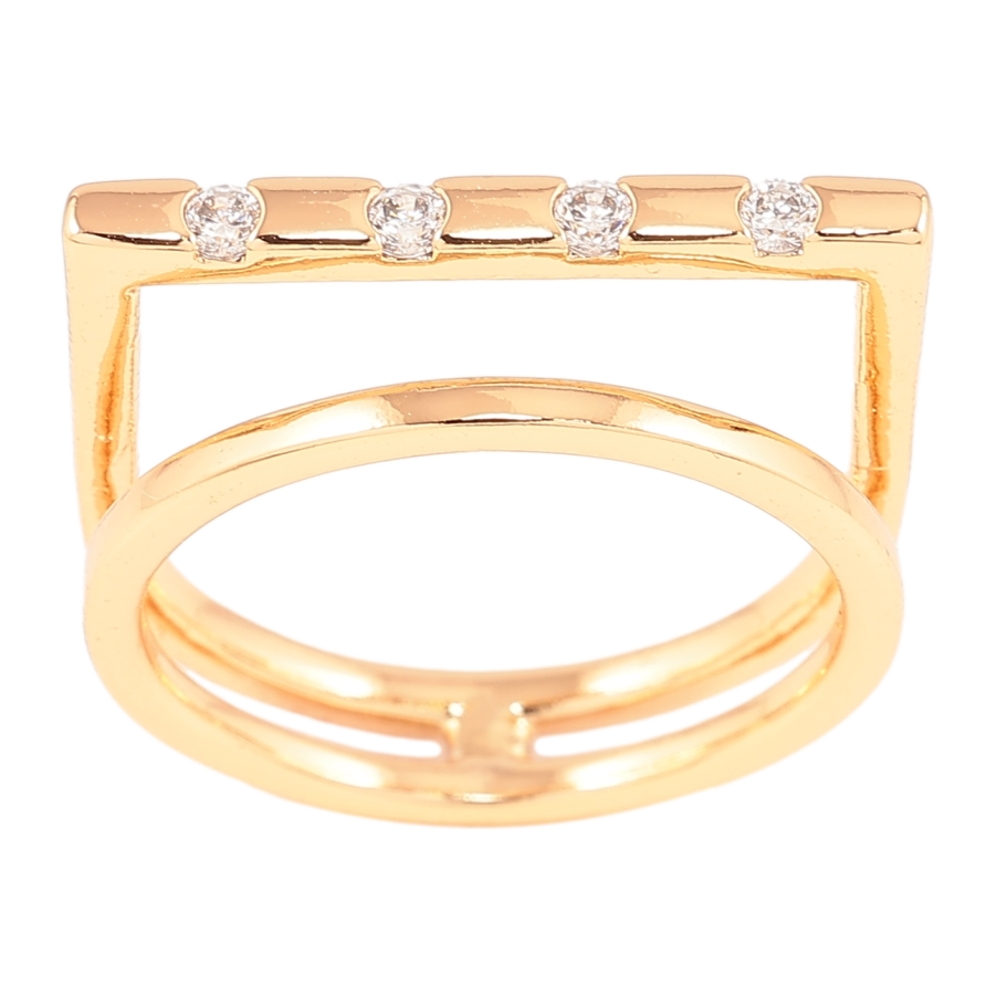 Кольцо Xuping Позолота 18K Двойная шинка с вставками циркония фото №1