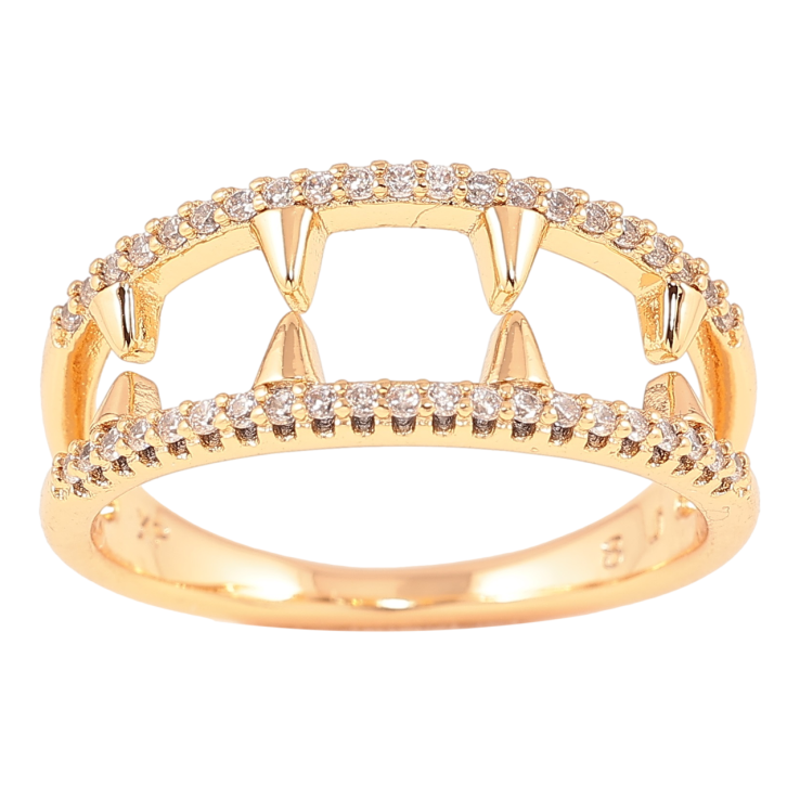Кольцо Xuping Позолота 18K Дорожки циркония с зубчатым узором фото №21