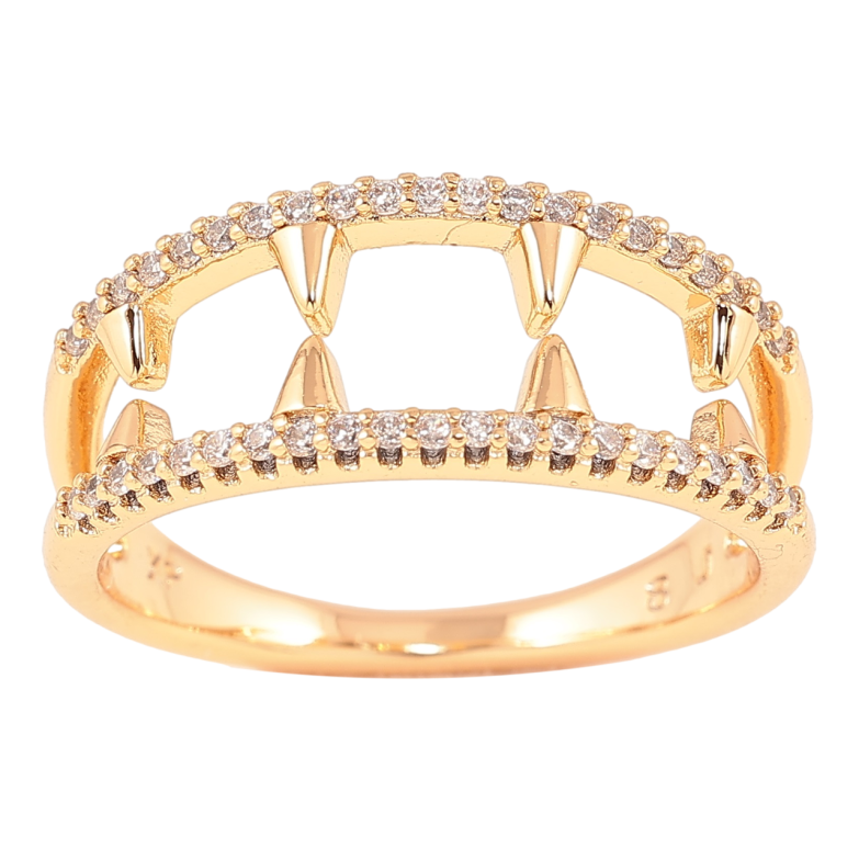 Кольцо Xuping Позолота 18K Дорожки циркония с зубчатым узором фото №7