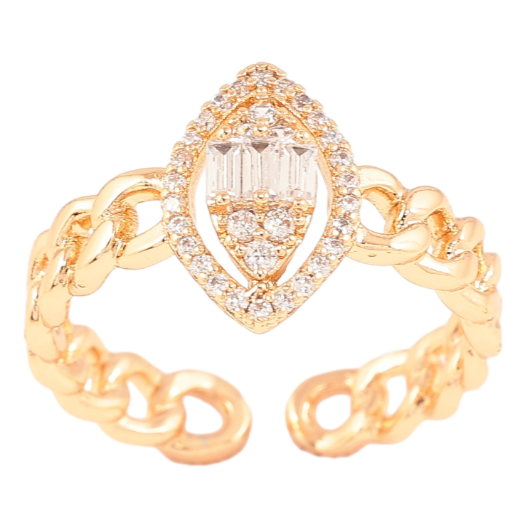 Кольцо Xuping Позолота 18K Узор цепочка с инкрустацией цирконием фото №3