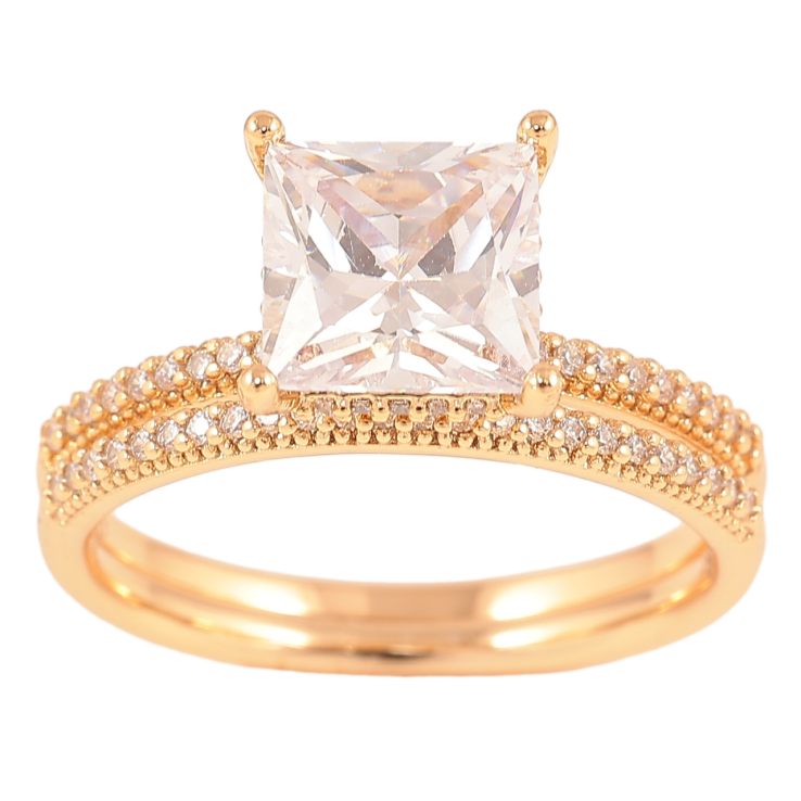 Кольцо Xuping Позолота 18K Двойное с инкрустацией цирконием и фианитом фото №12