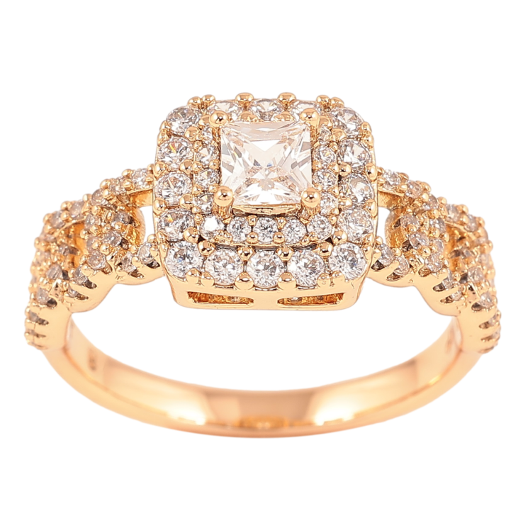 Кольцо Xuping Позолота 18K Инкрустация цирконием фото №7