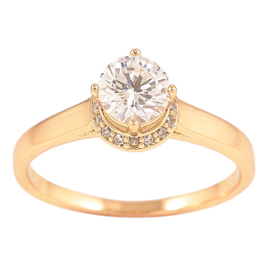 Кольцо Xuping Позолота 18K Фианит в обрамлении циркония, ø 6мм фото №1