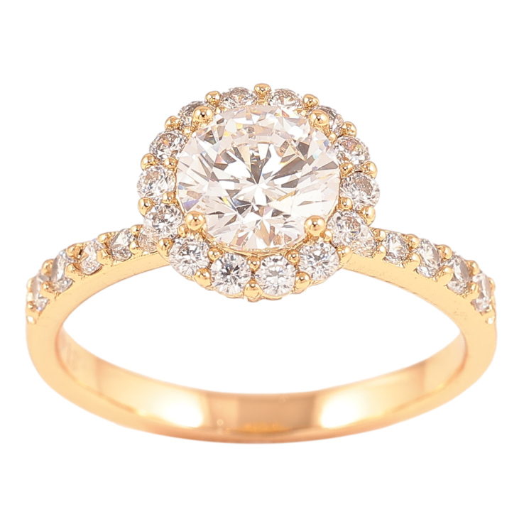 Кольцо Xuping Позолота 18K Фианит в обрамлении циркония фото №21