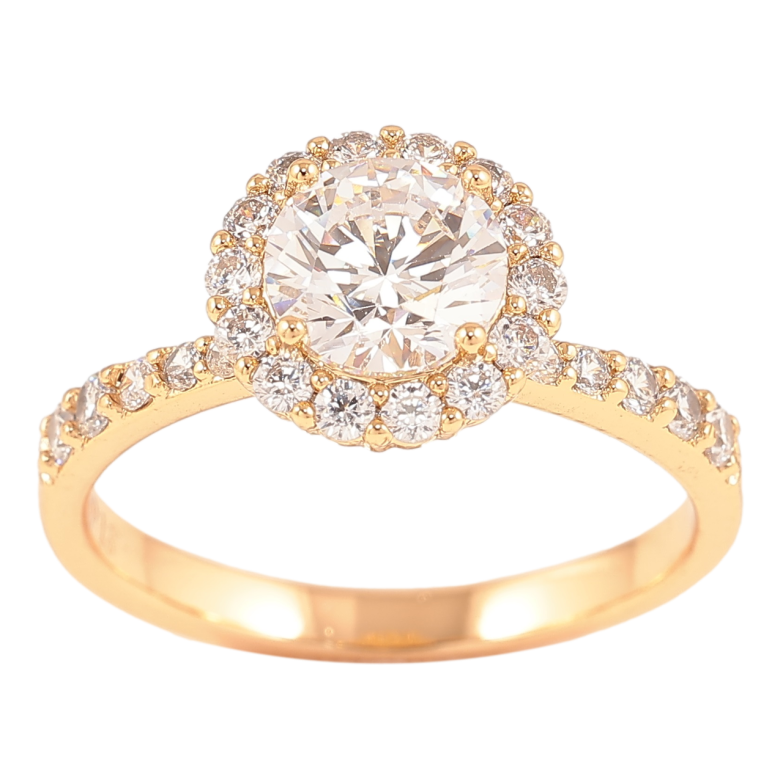 Каблучка Xuping Позолота 18K «Фіаніт в обрамленні цирконію» фото №2