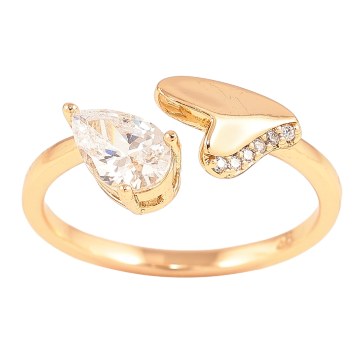 Кольцо Xuping Позолота 18K Сердечко с кристальной капелькой фото №18