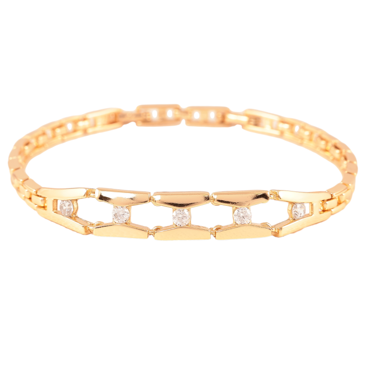 Браслет Xuping Позолота 18K Узор с вставками циркония длинна с доп.замком 17,19см х 4мм фото №5