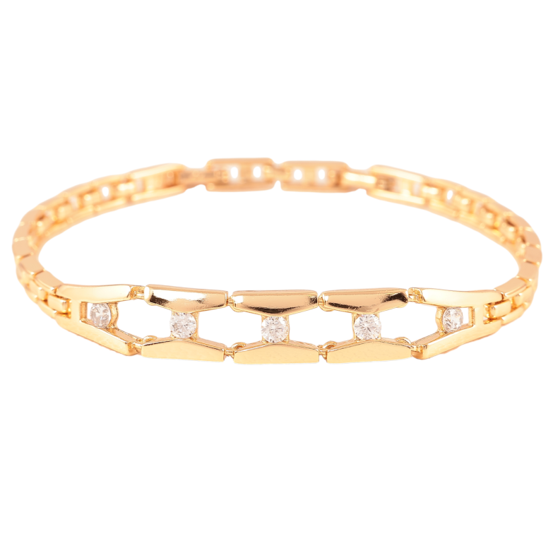 Браслет Xuping Позолота 18K «Візерунок з вставками цирконію» довжина з доп.замком 17,19см х 4мм фото №1