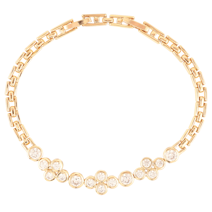 Браслет Xuping Позолота 18K Узор с цирконием длинна с доп.замком 18.5,20.5см х 4мм фото №13