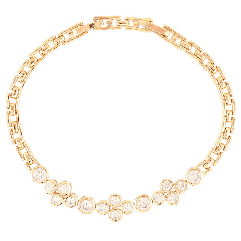 Браслет Xuping Позолота 18K Узор с цирконием длинна с доп.замком 18.5,20.5см х 4мм фото №1