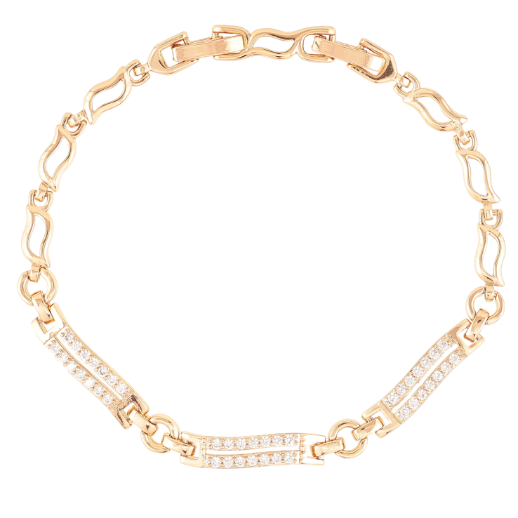 Браслет Xuping Позолота 18K Звенья с дорожками циркония длинна с доп.замком 17.5,19.5см х 4мм фото №2