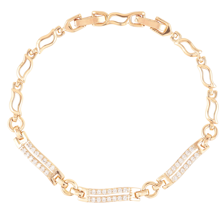 Браслет Xuping Позолота 18K «Ланки з доріжками цирконію» довжина з доп.замком 17.5,19.5см х 4мм фото №2