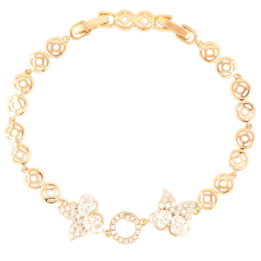 Браслет Xuping Позолота 18K Кристальные бабочки длинна с доп.замком 17,19см х 6мм фото №1