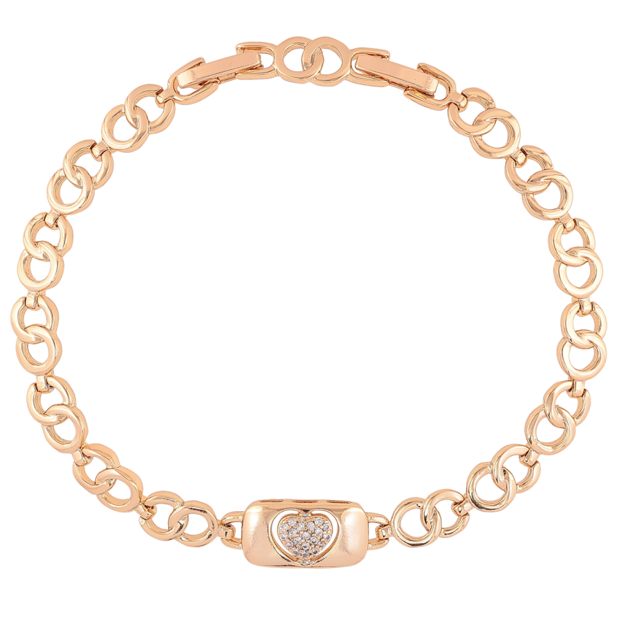 Браслет Xuping Позолота 18K Сердечко длинна с доп.замком 17.5,19.5см х 6мм фото №1