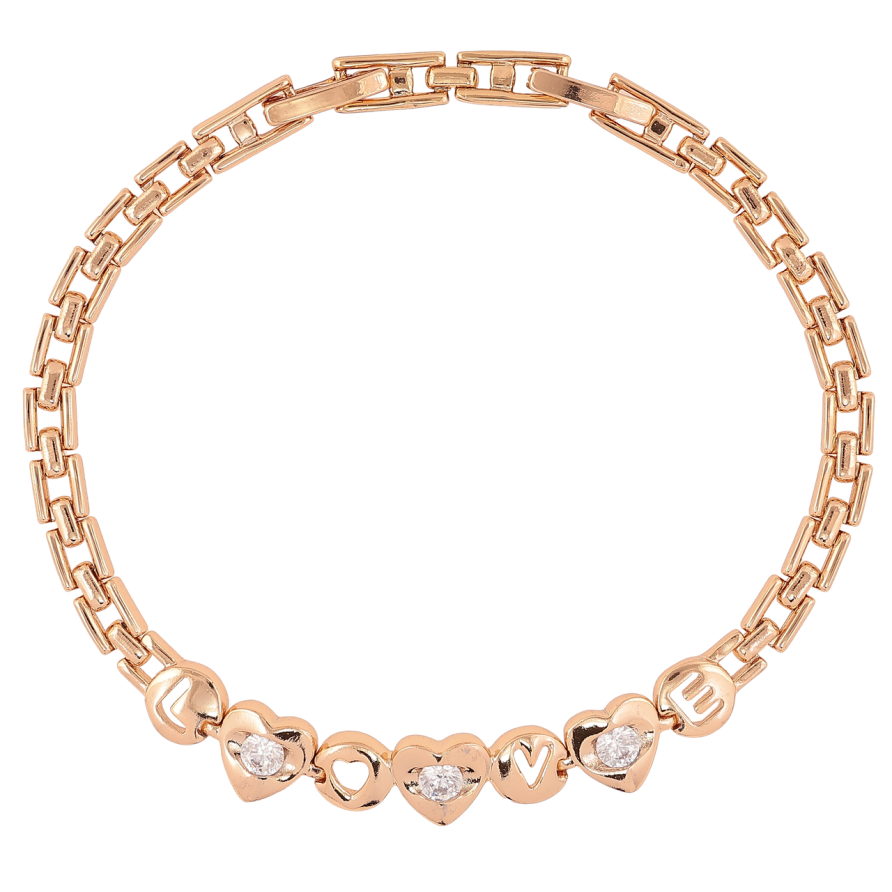 Браслет Xuping Позолота 18K Сердечки Love длинна с доп.замком 17,19см х 4мм фото №1