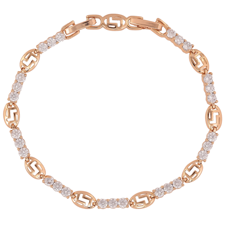 Браслет Xuping Позолота 18K Дорожка циркония с овальными звеньями длинна с доп.замком 17,19см х 3-5мм фото №17