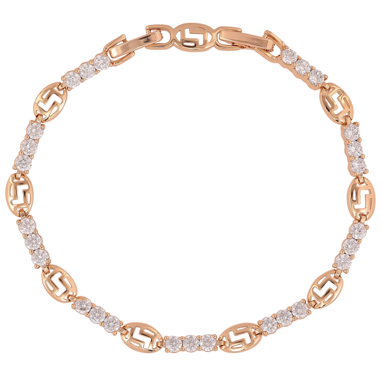 Браслет Xuping Позолота 18K Дорожка циркония с овальными звеньями длинна с доп.замком 17,19см х 3-5мм фото №1