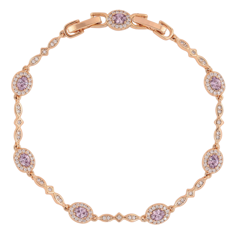 Браслет Xuping Позолота 18K «Інкрустація цирконієм з бузковими фіанітами» довжина з доп.замком 17,19см х 2-6мм фото №1