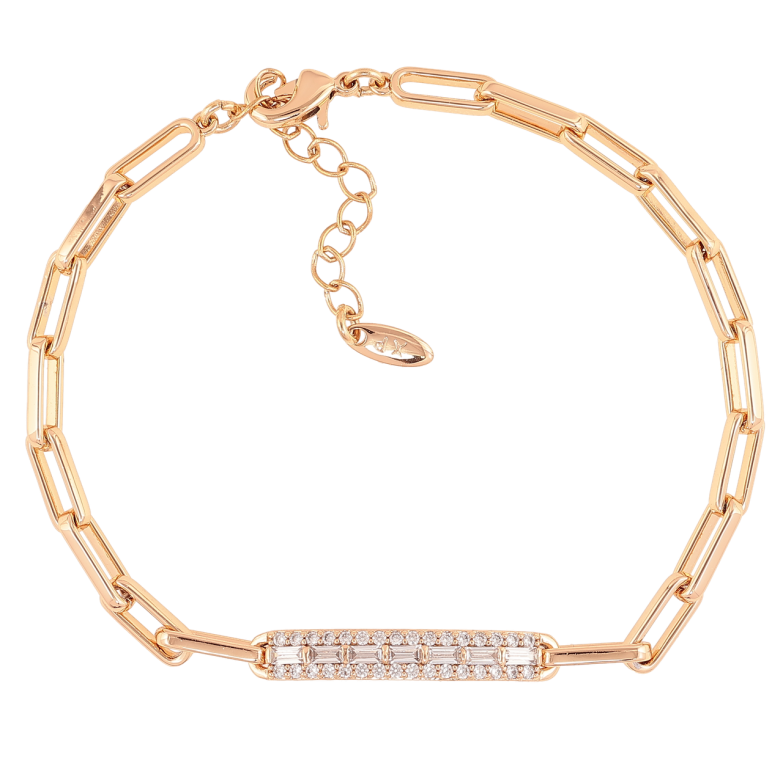 Браслет Xuping Позолота 18K «Ланцюжок з пластиною цирконію» довжина з доп.ланцюжком 18-21см х 3.5мм фото №1