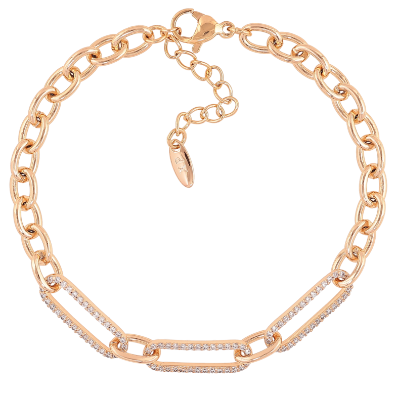 Браслет Xuping Позолота 18K «Ланцюжок вставка ланки з цирконієм» довжина з доп.ланцюжком 17-20см х 5мм фото №1