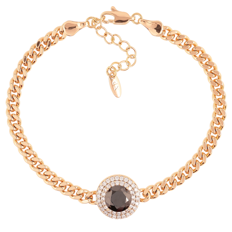 Браслет Xuping Позолота 18K Цепочка вставка черный фианит с цирконием длинна с доп.цепочкой 18-21см х 4мм фото №8