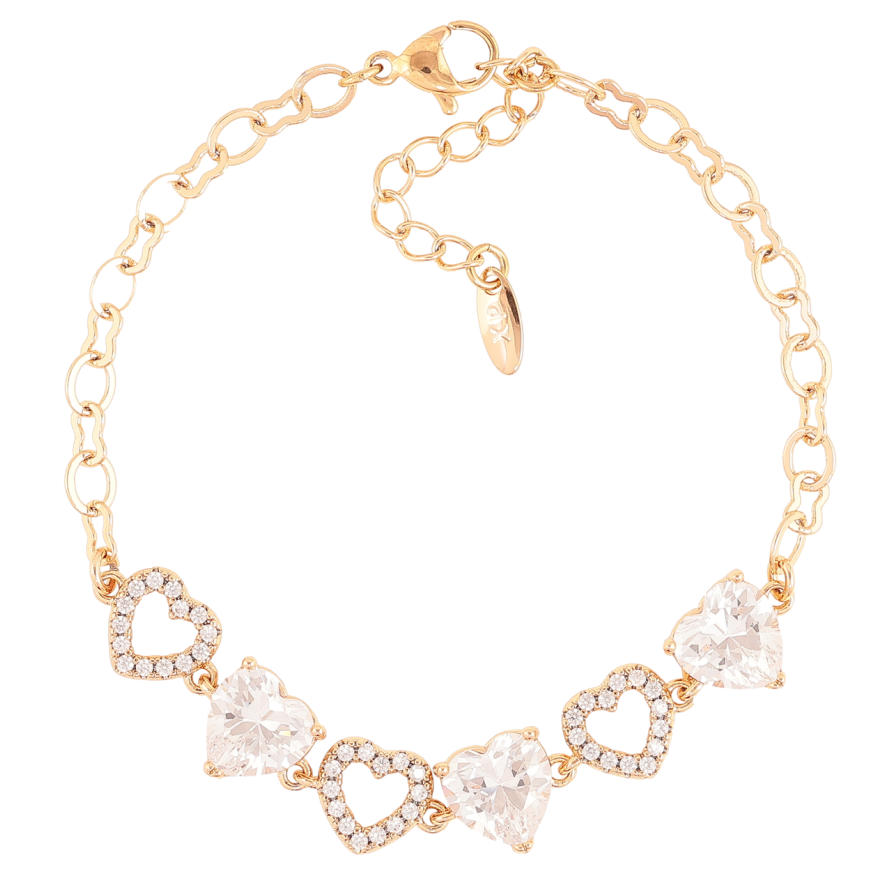 Браслет Xuping Позолота 18K Кристальные сердечки длинна с доп.цепочкой 17-20см х 4мм фото №1