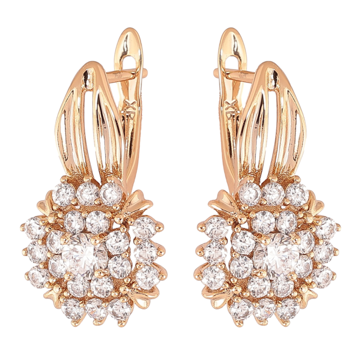 Серьги Xuping Позолота 18K английский замок Цветочки с инкрустацией цирконием фото №20