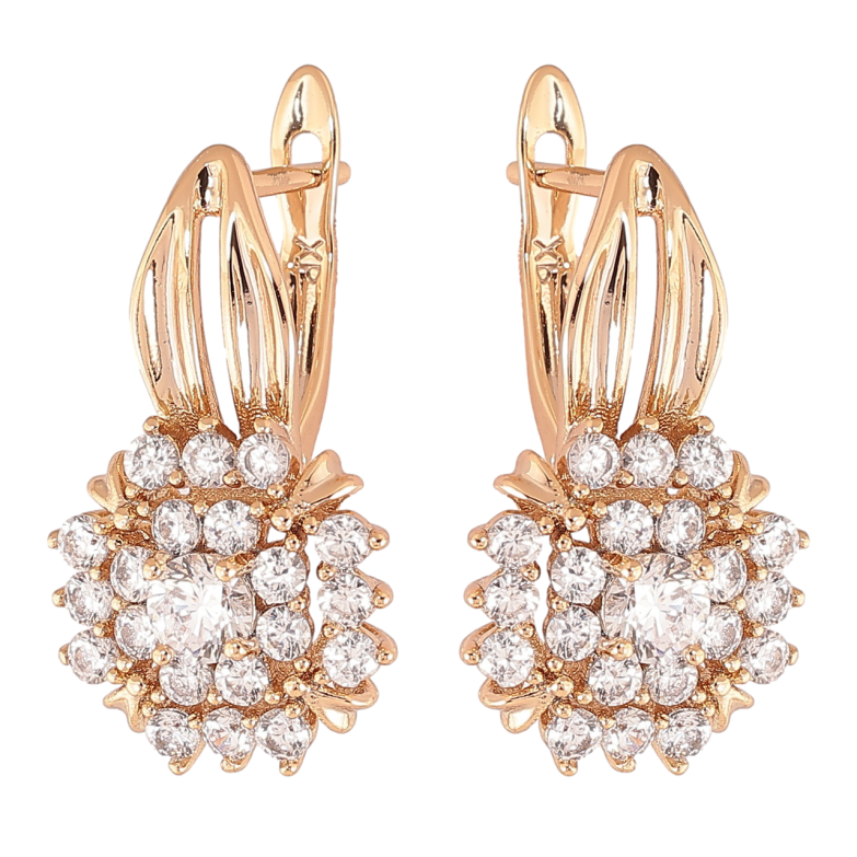 Серьги Xuping Позолота 18K английский замок Цветочки с инкрустацией цирконием фото №6