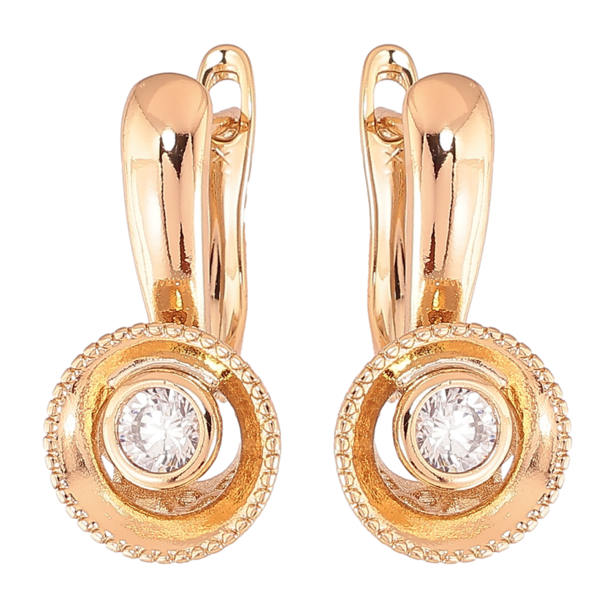 Сережки Xuping Позолота 18K англійський замок «Візерунок з цирконієм» фото №1