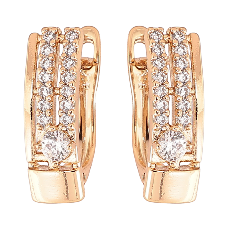 Серьги Xuping Позолота 18K английский замок Узор с дорожками циркония фото №15