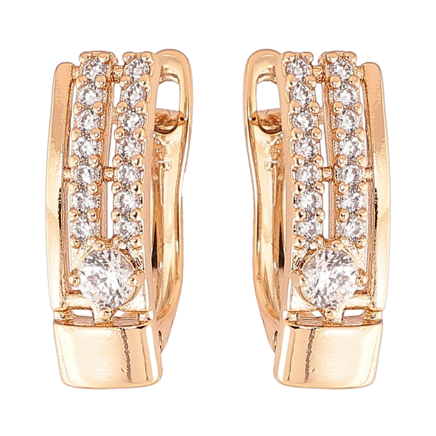 Сережки Xuping Позолота 18K англійський замок «Візерунок з доріжками цирконію» фото №1