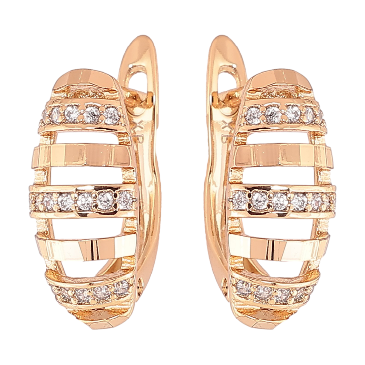 Серьги Xuping Позолота 18K английский замок Узор с дорожками циркония фото №21