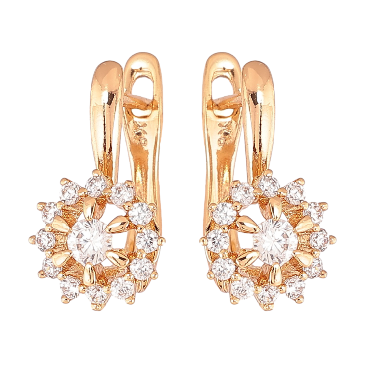 Серьги Xuping Позолота 18K английский замок Цветочки с цирконием фото №12